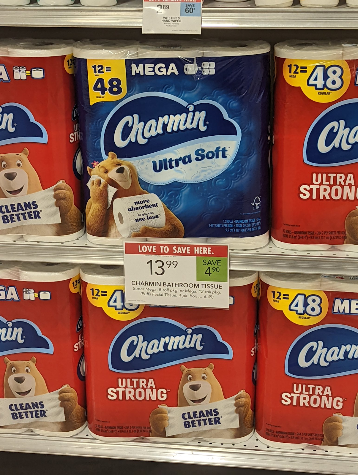 Toilet Paper in a Supermarket Shelf